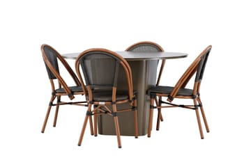 Santa Matgrupp Utomhus 120 cm Rund med 4 Guarda Utestolar - Brun - Utemöbler & utemiljö - Utegrupp - Matgrupp utomhus