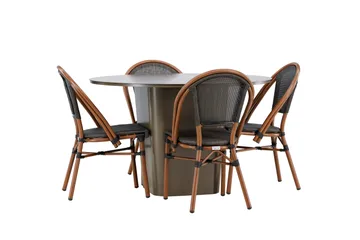 Santa Matgrupp Utomhus 120 cm Rund med 4 Guarda Utestolar - Brun - Utemöbler & utemiljö - Utegrupp - Matgrupp utomhus