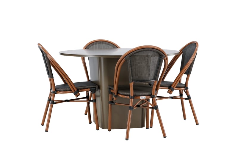 Santa Matgrupp Utomhus 120 cm Rund med 4 Guarda Utestolar - Brun - Utemöbler & utemiljö - Utegrupp - Matgrupp utomhus