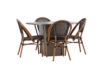 Santa Matgrupp Utomhus 120 cm Rund med 4 Guarda Utestolar - Brun - Utemöbler & utemiljö - Utegrupp - Matgrupp utomhus