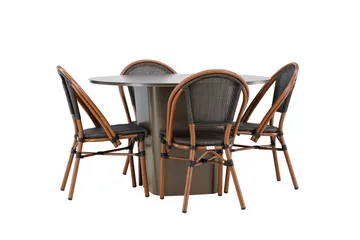 Santa Matgrupp Utomhus 120 cm Rund med 4 Guarda Utestolar - Brun - Utemöbler & utemiljö - Utegrupp - Matgrupp utomhus