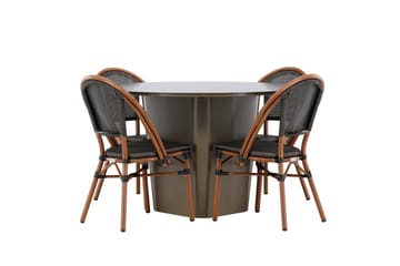 Santa Matgrupp Utomhus 120 cm Rund med 4 Guarda Utestolar - Brun - Utemöbler & utemiljö - Utegrupp - Matgrupp utomhus