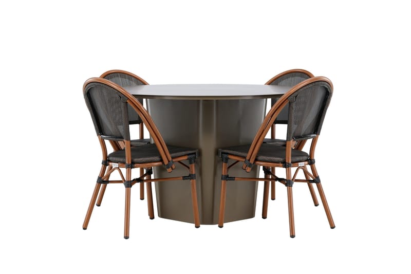 Santa Matgrupp Utomhus 120 cm Rund med 4 Guarda Utestolar - Brun - Utemöbler & utemiljö - Utegrupp - Matgrupp utomhus