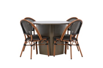 Santa Matgrupp Utomhus 120 cm Rund med 4 Guarda Utestolar - Brun - Utemöbler & utemiljö - Utegrupp - Matgrupp utomhus