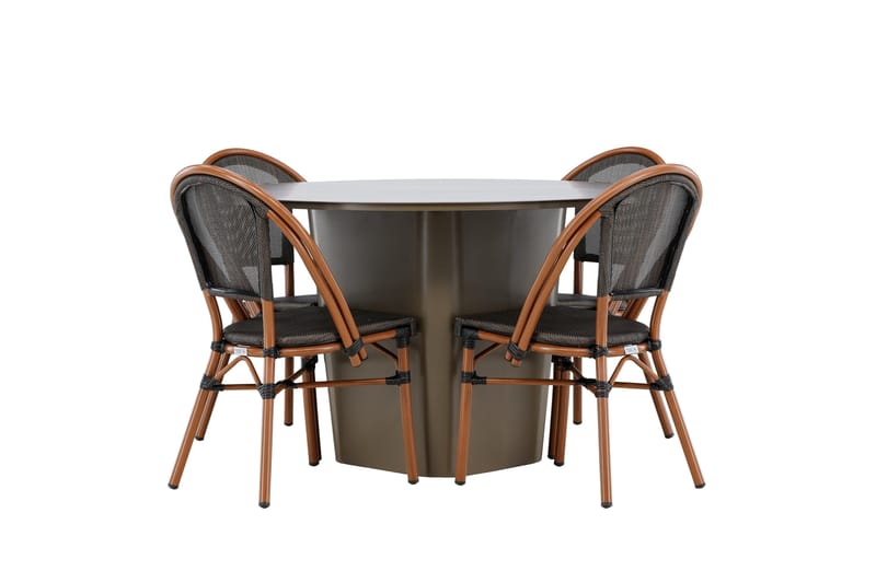 Santa Matgrupp Utomhus 120 cm Rund med 4 Guarda Utestolar - Brun - Utemöbler & utemiljö - Utegrupp - Matgrupp utomhus