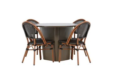 Santa Matgrupp Utomhus 120 cm Rund med 4 Guarda Utestolar - Brun - Utemöbler & utemiljö - Utegrupp - Matgrupp utomhus