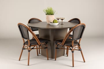 Santa Matgrupp Utomhus 120 cm Rund med 4 Guarda Utestolar - Brun - Utemöbler & utemiljö - Utegrupp - Matgrupp utomhus