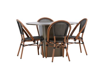 Santa Matgrupp Utomhus 120 cm Rund med 4 Guarda Utestolar - Brun - Utemöbler & utemiljö - Utegrupp - Matgrupp utomhus