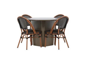 Santa Matgrupp Utomhus 120 cm Rund med 4 Guarda Utestolar - Brun - Utemöbler & utemiljö - Utegrupp - Matgrupp utomhus