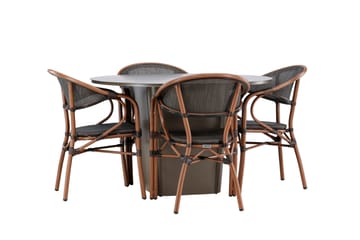 Santa Matgrupp Utomhus 120 cm Rund med 4 Vila Real Utestolar - Brun - Utemöbler & utemiljö - Utegrupp - Matgrupp utomhus