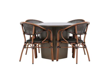 Santa Matgrupp Utomhus 120 cm Rund med 4 Vila Real Utestolar - Brun - Utemöbler & utemiljö - Utegrupp - Matgrupp utomhus