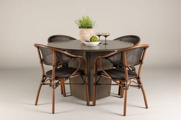 Santa Matgrupp Utomhus 120 cm Rund med 4 Vila Real Utestolar - Brun - Utemöbler & utemiljö - Utegrupp - Matgrupp utomhus