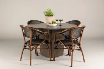 Santa Matgrupp Utomhus 120 cm Rund med 4 Vila Real Utestolar - Brun - Utemöbler & utemiljö - Utegrupp - Matgrupp utomhus