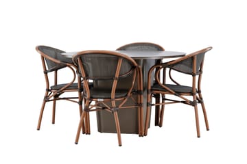 Santa Matgrupp Utomhus 120 cm Rund med 4 Vila Real Utestolar - Brun - Utemöbler & utemiljö - Utegrupp - Matgrupp utomhus