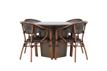 Santa Matgrupp Utomhus 120 cm Rund med 4 Vila Real Utestolar - Brun - Utemöbler & utemiljö - Utegrupp - Matgrupp utomhus