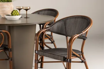 Santa Matgrupp Utomhus 120 cm Rund med 4 Vila Real Utestolar - Brun - Utemöbler & utemiljö - Utegrupp - Matgrupp utomhus