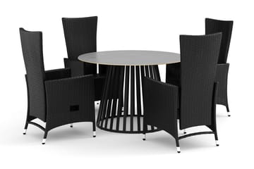Sensi utomhus matgrupp 120 cm med 4 Jenny matstolar - Svart - Utemöbler & utemiljö - Utegrupp - Matgrupp utomhus