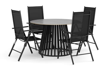 Sensi utomhus matgrupp 120 cm med 4 Maggie positionsstolar - Svart - Utemöbler & utemiljö - Utegrupp - Matgrupp utomhus