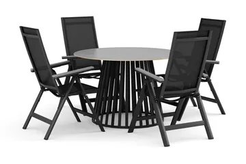 Sensi utomhus matgrupp 120 cm med 4 Monaco Light positionsstolar - Svart - Utemöbler & utemiljö - Utegrupp - Matgrupp utomhus