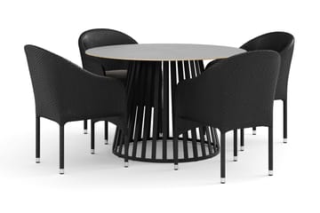 Sensi utomhus matgrupp 120 cm med 4 Thor fåtöljer - Svart - Utemöbler & utemiljö - Utegrupp - Matgrupp utomhus