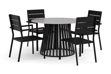 Sensi utomhus matgrupp 120 cm med 4 Tunis stapelstolar - Svart - Utemöbler & utemiljö - Utegrupp - Matgrupp utomhus