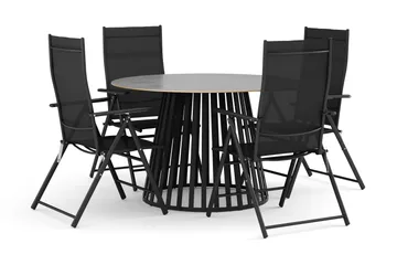 Sensi utomhus matgrupp 120 cm med 4 positionsstolar - Svart - Utemöbler & utemiljö - Utegrupp - Matgrupp utomhus