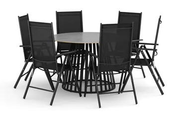 Sensi utomhus matgrupp 120 cm med 6 Maggie positionsstolar - Svart - Utemöbler & utemiljö - Utegrupp - Matgrupp utomhus