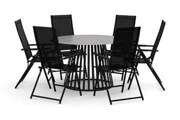 Sensi utomhus matgrupp 120 cm med 6 Sanna positionsstolar - Svart - Utemöbler & utemiljö - Utegrupp - Matgrupp utomhus