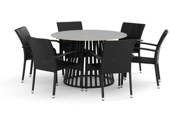Sensi utomhus matgrupp 120 cm med 6 Thor Light utefåtöljer - Svart - Utemöbler & utemiljö - Utegrupp - Matgrupp utomhus