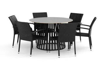 Sensi utomhus matgrupp 120 cm med 6 Thor Light utefåtöljer - Svart - Utemöbler & utemiljö - Utegrupp - Matgrupp utomhus