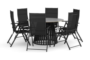 Sensi utomhus matgrupp 120 cm med 6 positionsstolar - Svart - Utemöbler & utemiljö - Utegrupp - Matgrupp utomhus