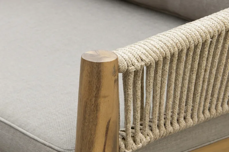 Siana 4-sits Loungegrupp i trä utseende med repdetaljer - Natur / Beige - Utemöbler & utemiljö - Utegrupp - Soffgrupp utomhus