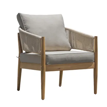 Siana 4-sits Loungegrupp i trä utseende med repdetaljer - Natur / Beige - Utemöbler & utemiljö - Utegrupp - Soffgrupp utomhus
