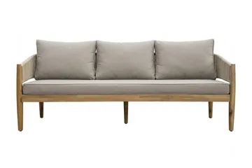 Siana 4-sits Loungegrupp i trä utseende med repdetaljer - Natur / Beige - Utemöbler & utemiljö - Utegrupp - Soffgrupp utomhus