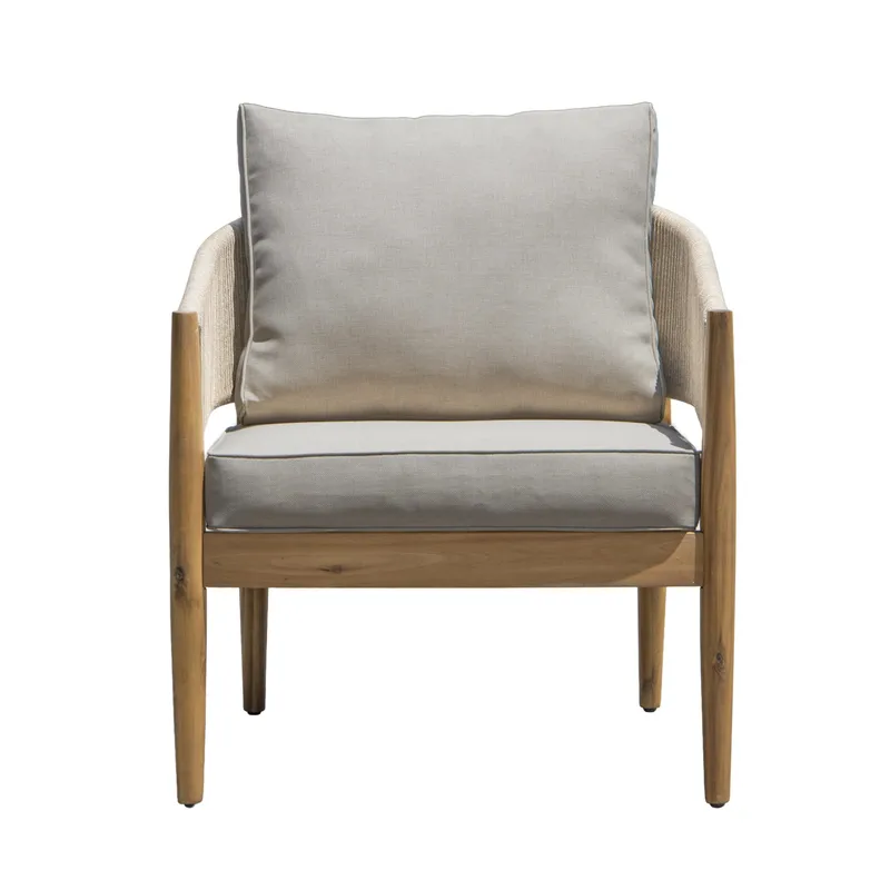 Siana 4-sits Loungegrupp i trä utseende med repdetaljer - Natur / Beige - Utemöbler & utemiljö - Utegrupp - Soffgrupp utomhus