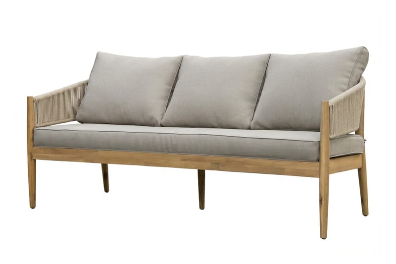Siana 5-sits Loungegrupp i trä utseende med repdetaljer - Natur / Beige - Utemöbler & utemiljö - Utegrupp - Soffgrupp utomhus