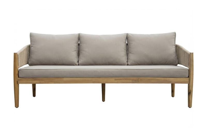Siana 5-sits Loungegrupp i trä utseende med repdetaljer - Natur / Beige - Utemöbler & utemiljö - Utegrupp - Soffgrupp utomhus