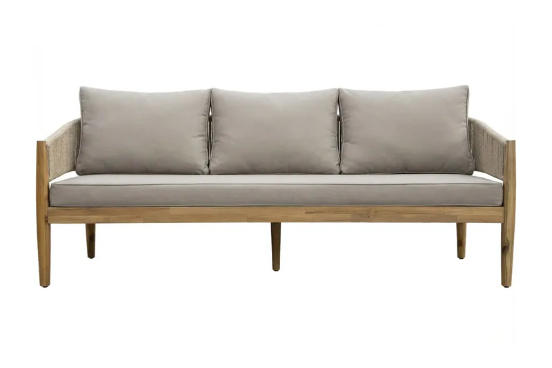 Siana 5-sits Loungegrupp i trä utseende med repdetaljer - Natur / Beige - Utemöbler & utemiljö - Utegrupp - Soffgrupp utomhus