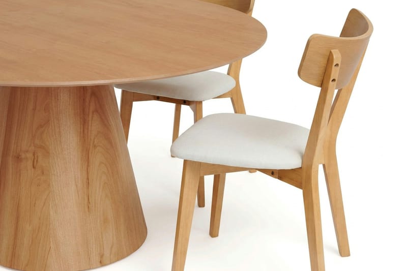 Siena Matgrupp 150 cm runt i Ek med 6 Amelia Matstolar med Dyna - Ek/Beige - Utemöbler & utemiljö - Utegrupp - Matgrupp utomhus