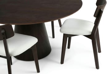 Siena Matgrupp 150 cm runt i Rökt Ek med 6 Amelia Matstolar med Dyna - Rökt Ek/Beige - Utemöbler & utemiljö - Utegrupp - Matgrupp utomhus