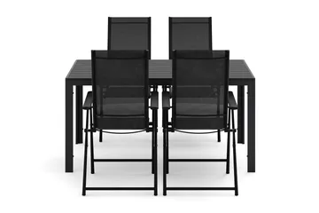 Siri Matbord 150 cm med 4 Sanna Matstolar - Svart - Utemöbler & utemiljö - Utegrupp - Matgrupp utomhus
