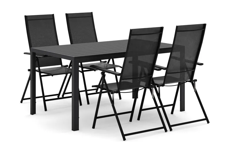 Siri Matbord 150 cm med 4 Sanna Matstolar - Svart - Utemöbler & utemiljö - Utegrupp - Matgrupp utomhus