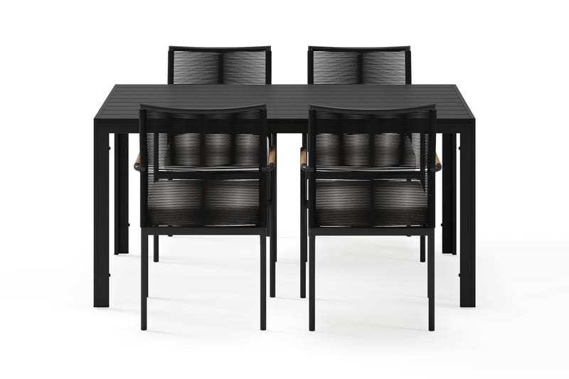 Siri Matbord 150 cm med 4 Sonia Matstolar - Svart - Utemöbler & utemiljö - Utegrupp - Matgrupp utomhus