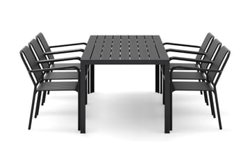 Siri Matbord 205 cm med 6 Gardeno Matstolar - Svart - Utemöbler & utemiljö - Utegrupp - Matgrupp utomhus
