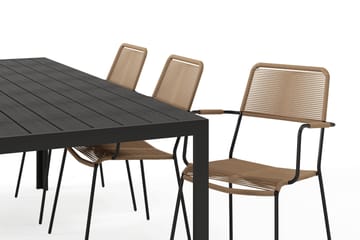 Siri Matbord 205 cm med 6 Lindos Matstolar - Svart - Utemöbler & utemiljö - Utegrupp - Matgrupp utomhus