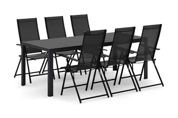 Siri Matbord 205 cm med 6 Sanna Matstolar - Svart - Utemöbler & utemiljö - Utegrupp - Matgrupp utomhus