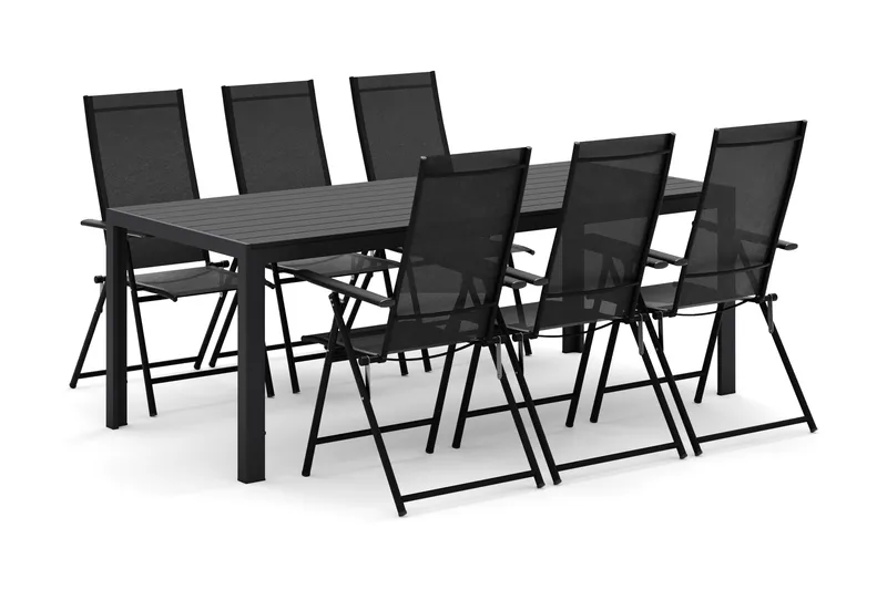 Siri Matbord 205 cm med 6 Sanna Matstolar - Svart - Utemöbler & utemiljö - Utegrupp - Matgrupp utomhus
