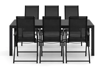 Siri Matbord 205 cm med 6 Sanna Matstolar - Svart - Utemöbler & utemiljö - Utegrupp - Matgrupp utomhus