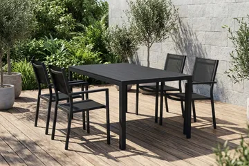 Siri Matgrupp utomhus 150 cm med 4 Tunis Stapelstolar - Utemöbler & utemiljö - Utegrupp - Matgrupp utomhus