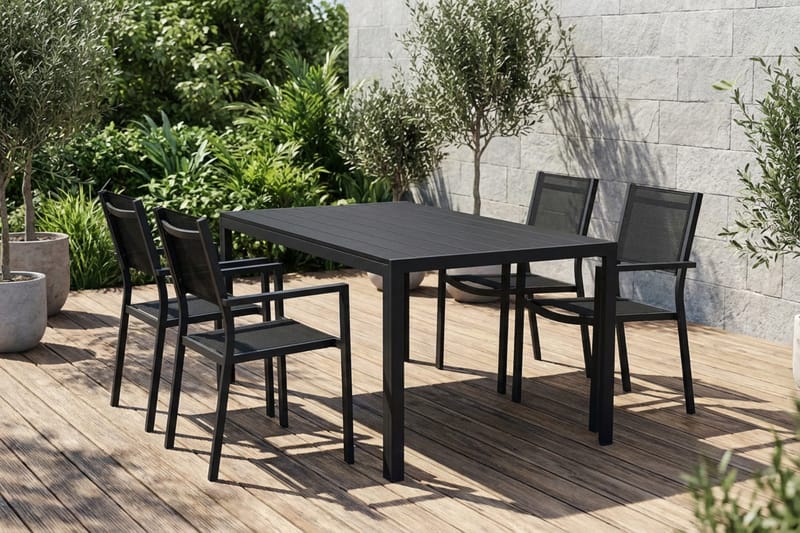 Siri Matgrupp utomhus 150 cm med 4 Tunis Stapelstolar - Utemöbler & utemiljö - Utegrupp - Matgrupp utomhus